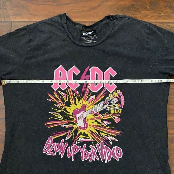 AC DC Dark Gray Distressed Blow Up Your Video Graphic Shirt - Picture 5 of 8